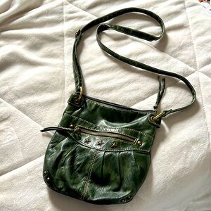 CATO army camo print faux leather strap satchel purse